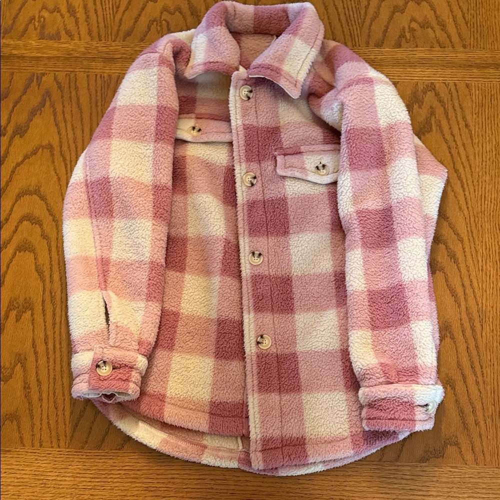 Aeropostale Pink Plaid Teddy Jacket